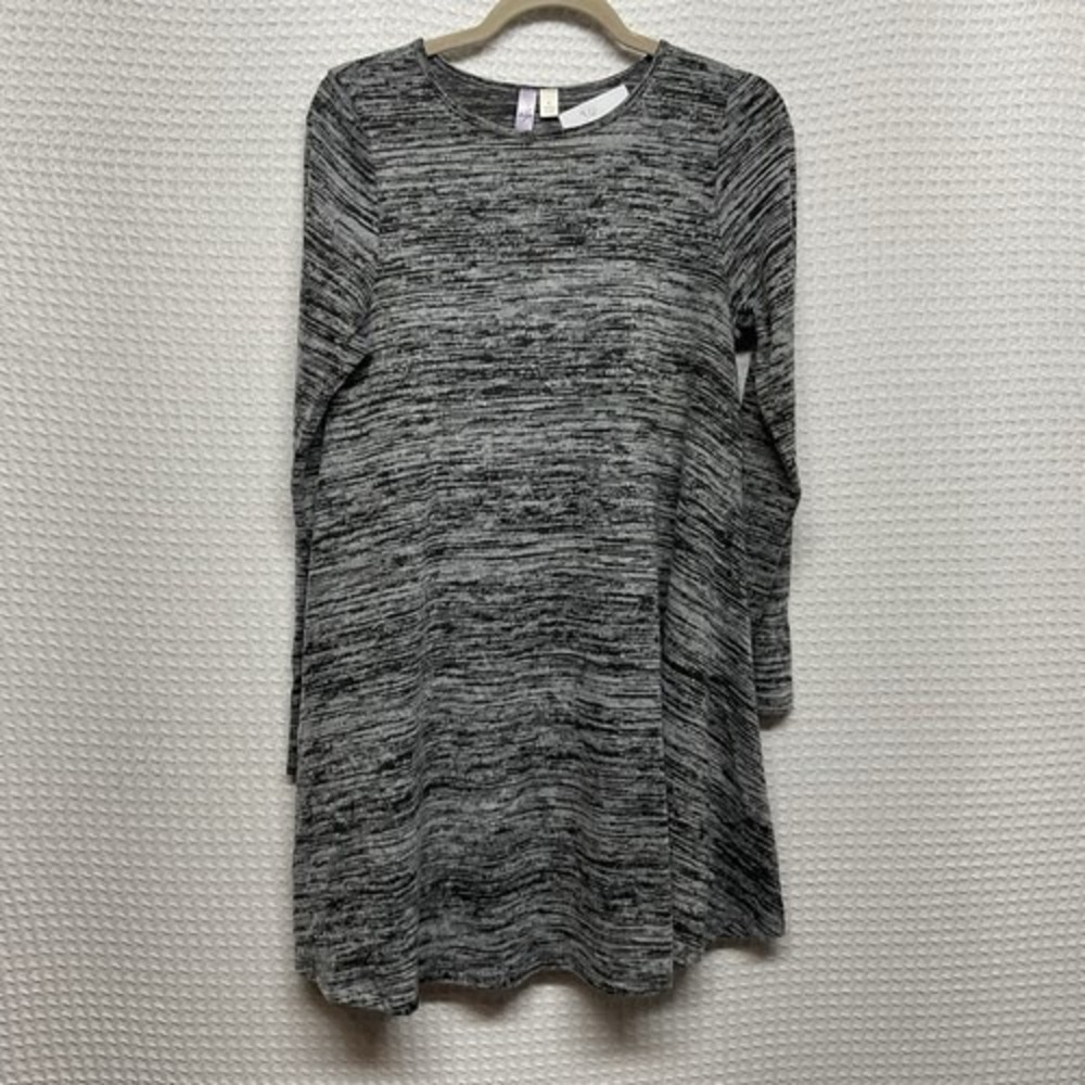 Alya‎ Gray/Black Knit CrewNeck Long Sleeve Casual Tunic Top Women Large USA